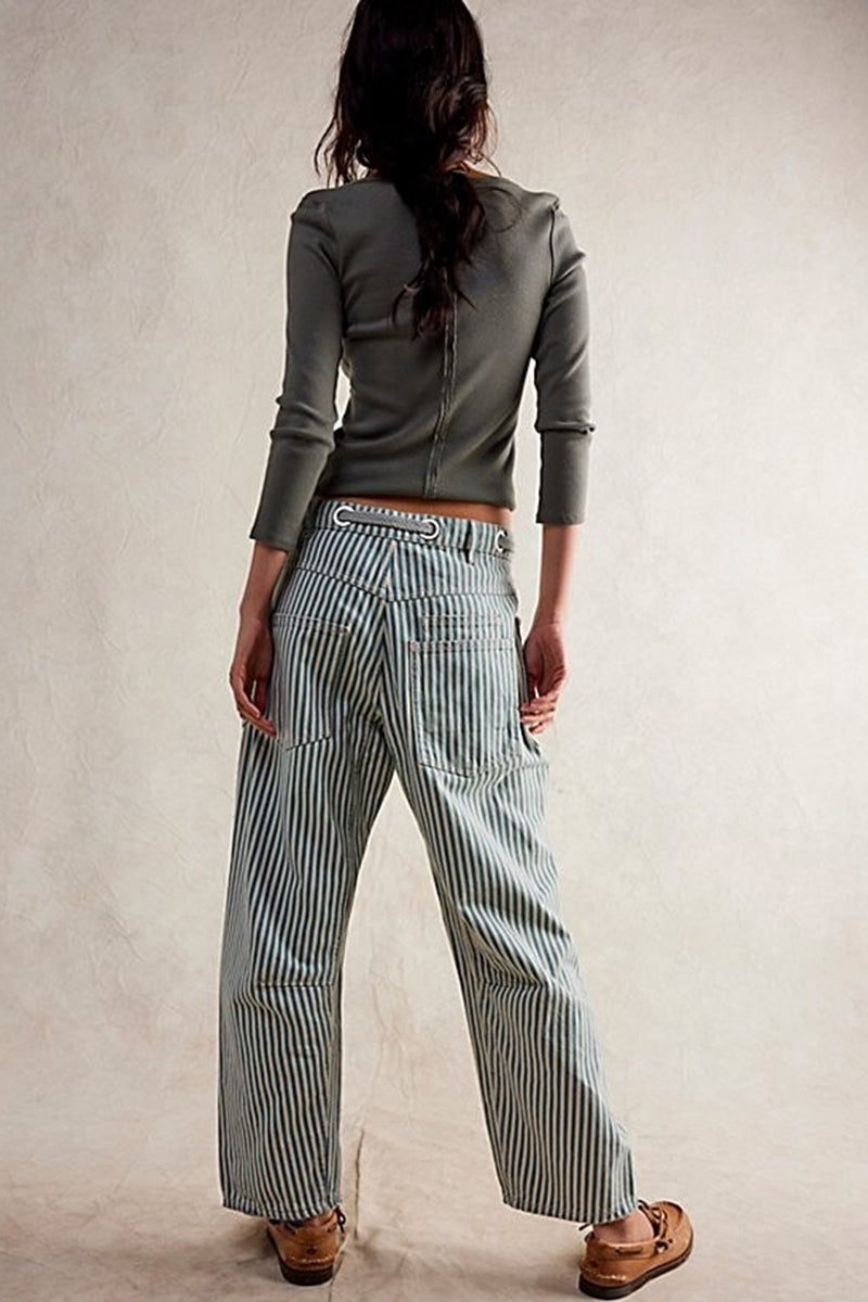 Striped Pattern Casual Loose Fit Pants
