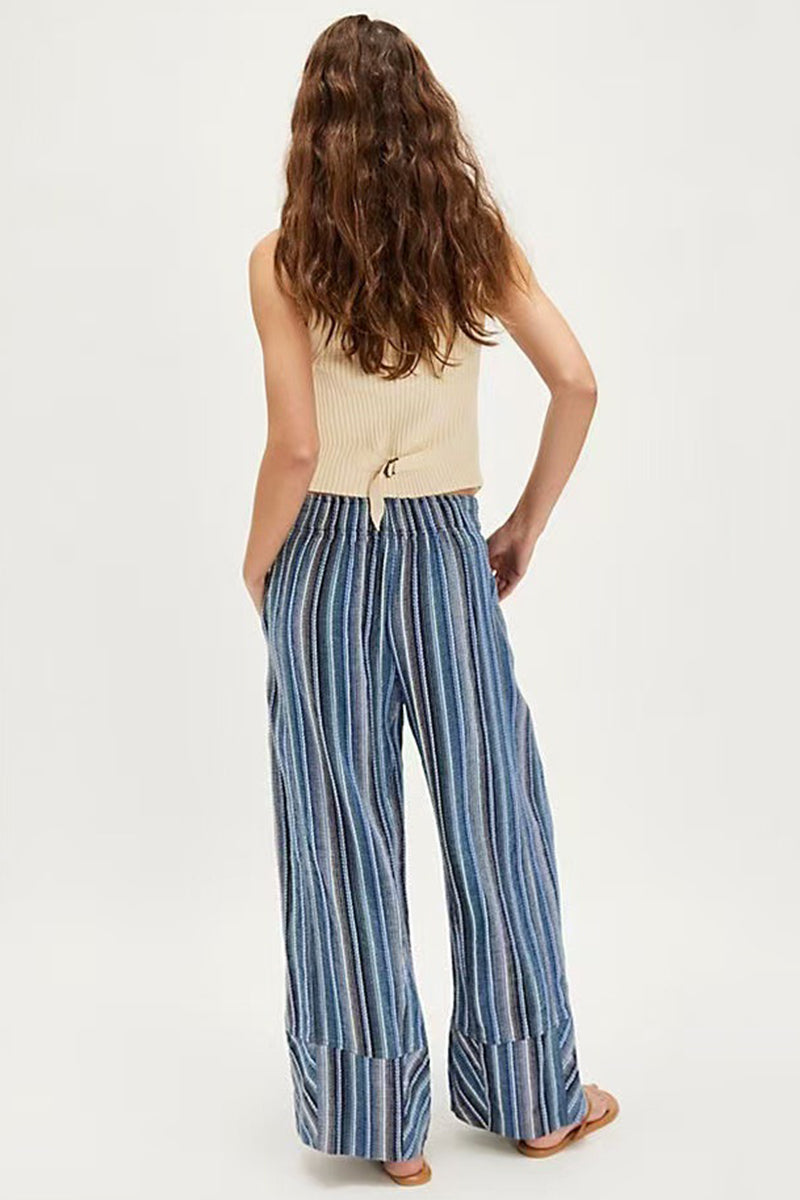 Striped Wide-Leg Casual Pants