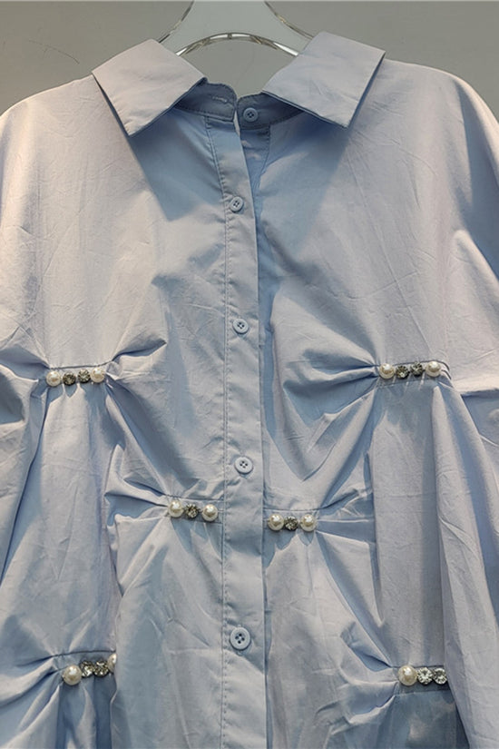 Pearl Accented Puff Sleeve Blouse