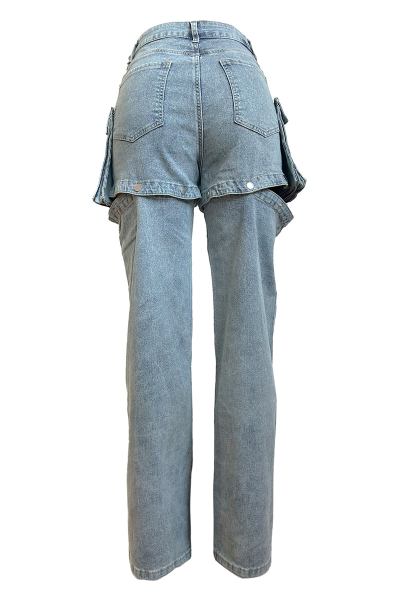 Cutout Pocket Straight Jeans