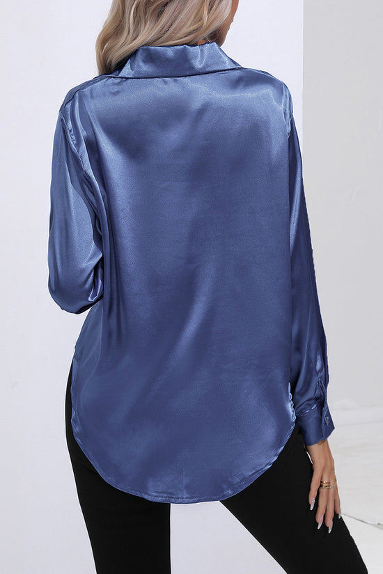 Elegant Long Sleeve Button-Up Blouse