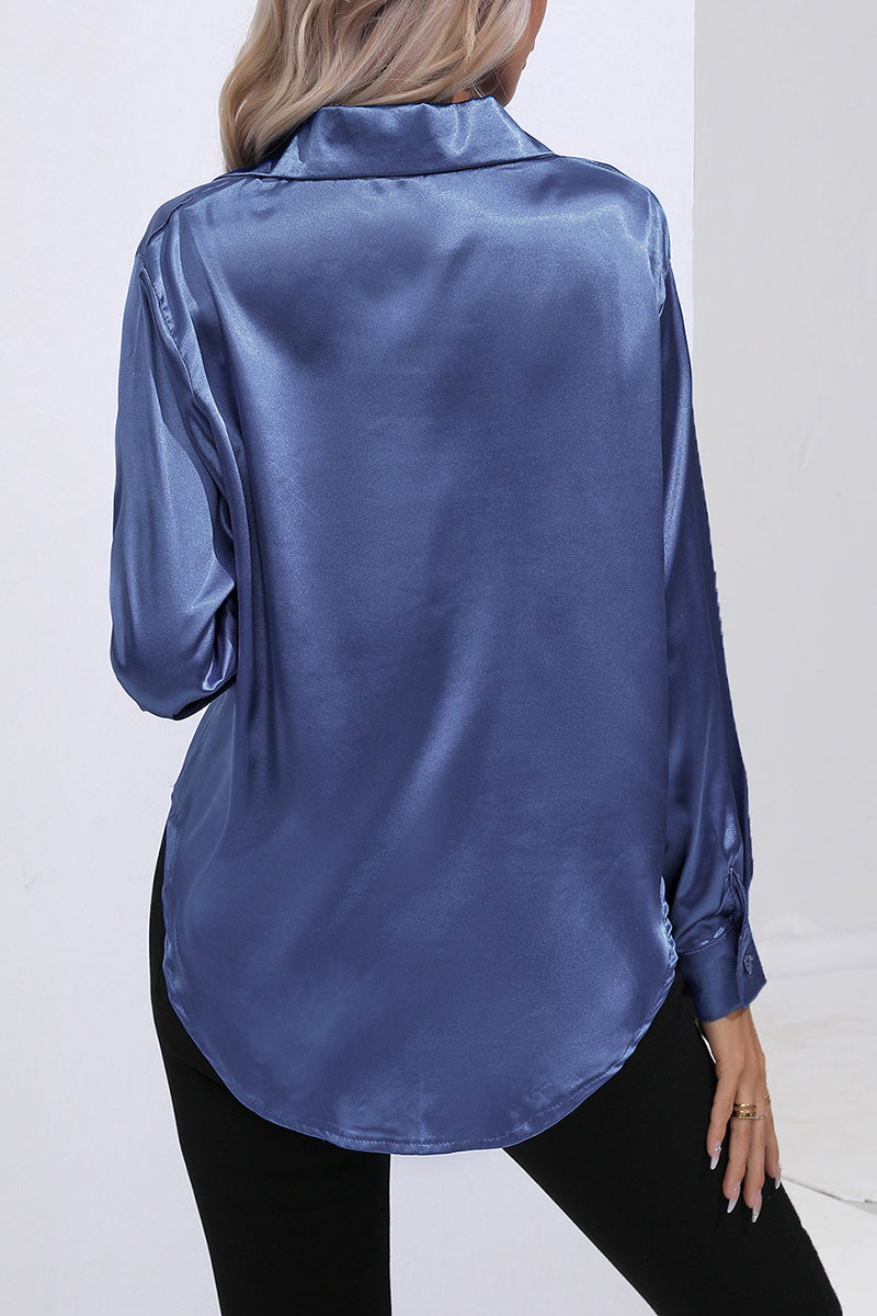 Elegant Long Sleeve Button-Up Blouse