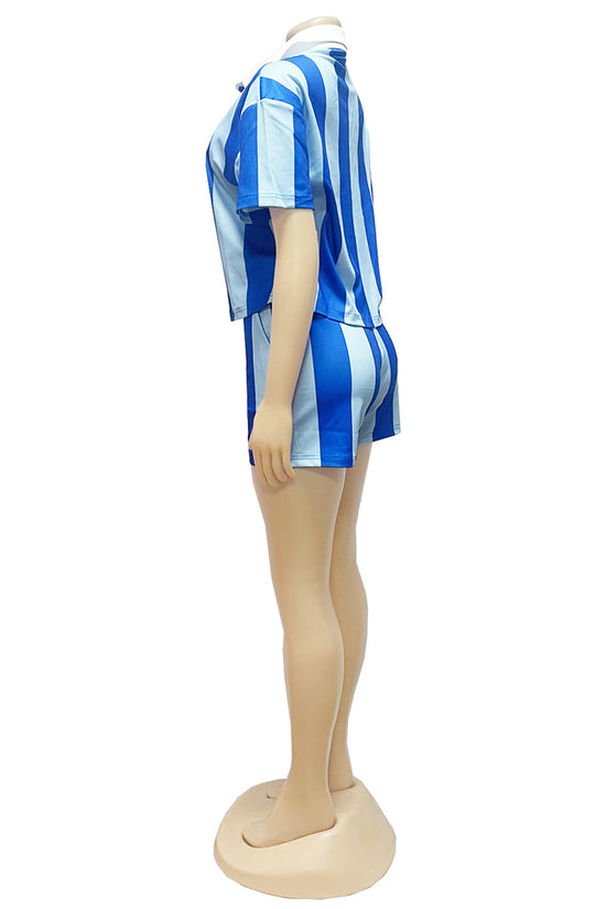 Striped Polo and Shorts Set