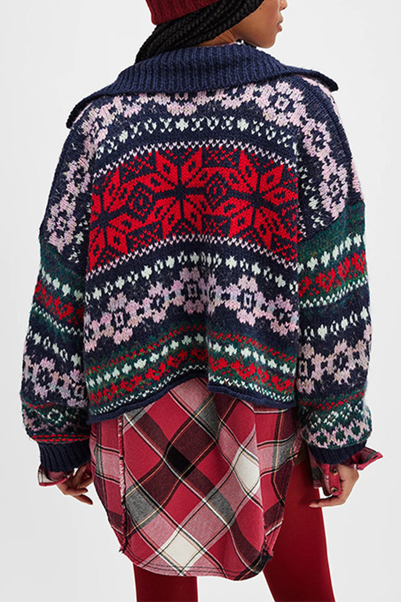 Vintage Pattern Knit Cardigan