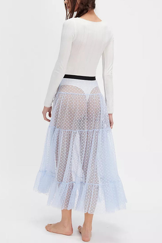 Sheer Layered Midi Skirt