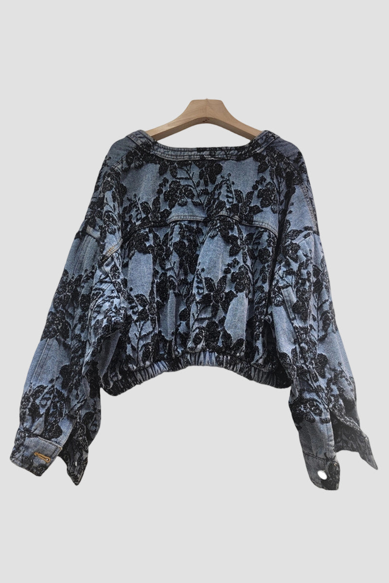 Floral Patterned Zipper Jacket