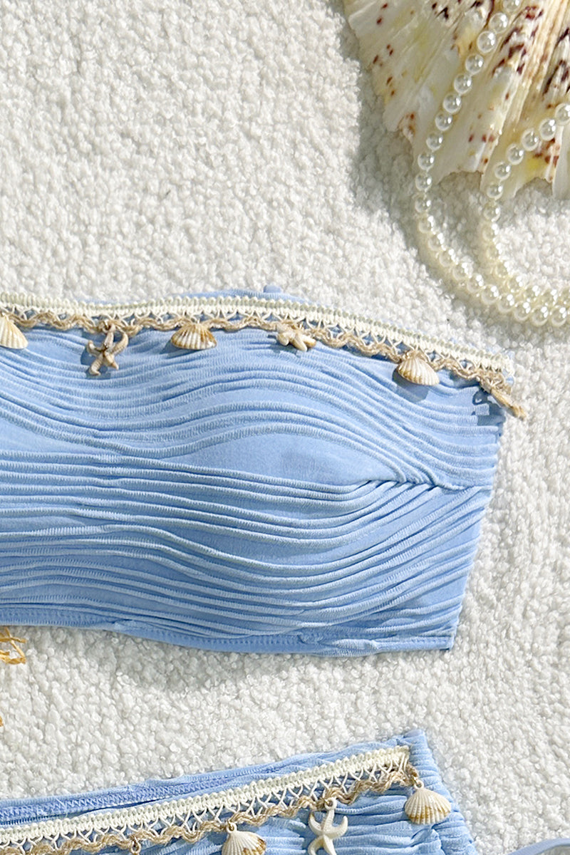 Shell-Embellished Bandeau Bikini Set