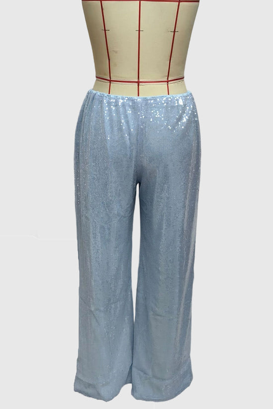 Sparkly Wide-Leg Casual Pants