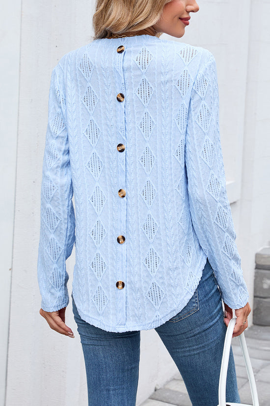 Textured Long Sleeve Casual T-Shirt