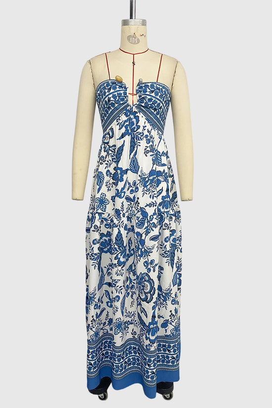 Strapless Bohemian Floral Maxi Dress