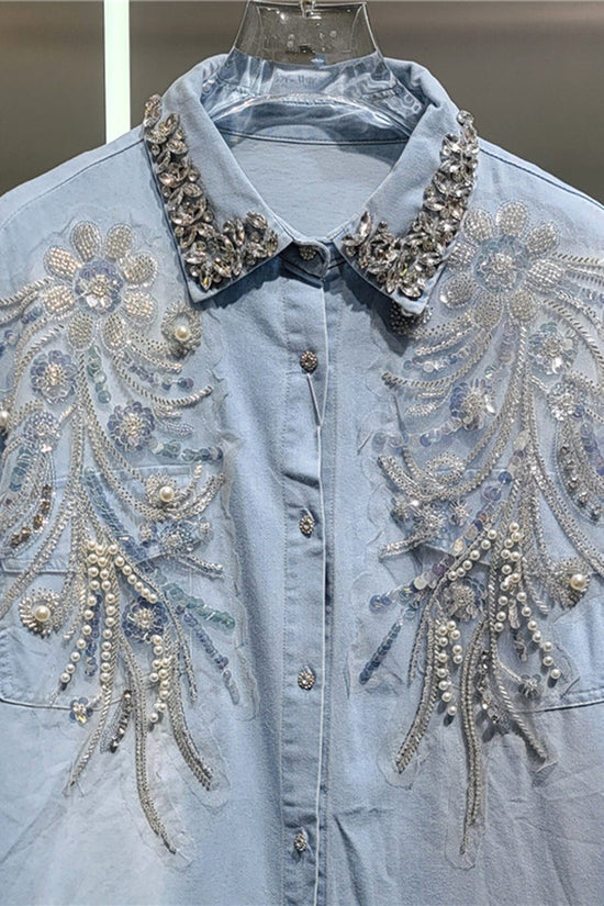 Embroidered Floral Collared Blouse