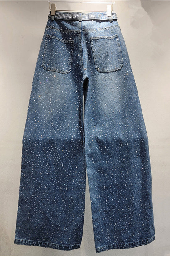 Wide Leg Jeans with Belted Detail