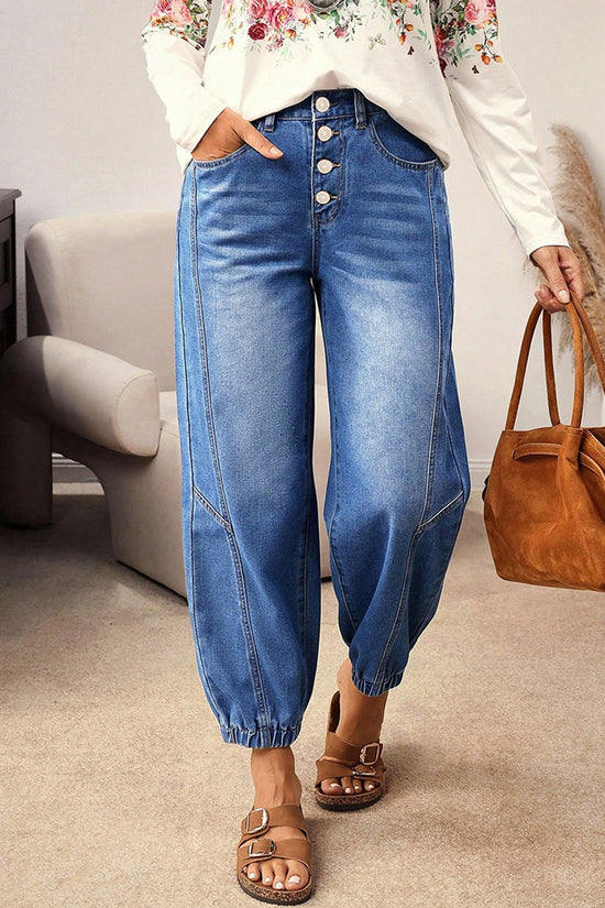Casual Straight-Leg Buttoned Jeans
