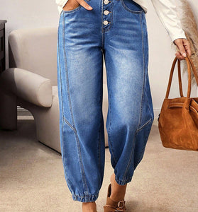 Casual Straight-Leg Buttoned Jeans