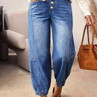 Casual Straight-Leg Buttoned Jeans