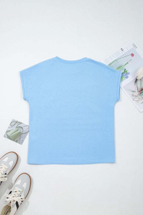 USA Flag Textured Patchwork Short Sleeve Tee