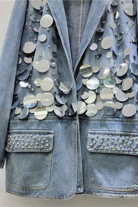 Reflective Sequin Denim Jacket