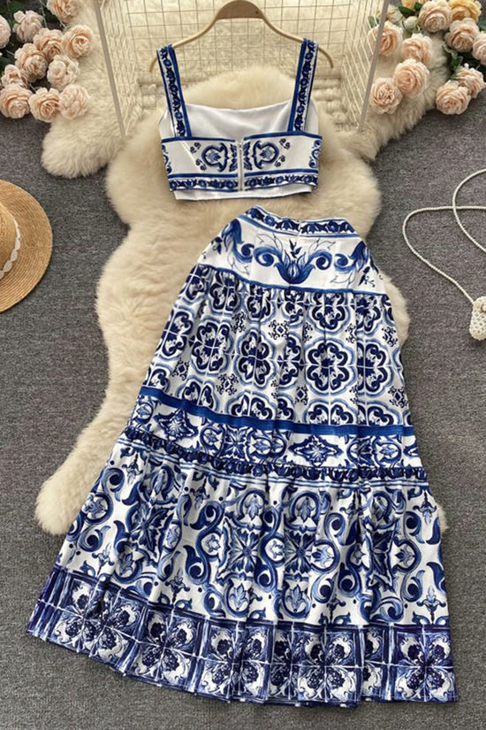 Elegant Patterned Skirt Set