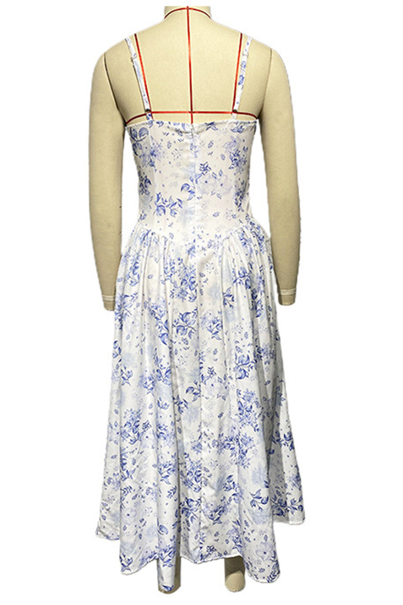 Elegant Floral Sleeveless Casual Midi Dress