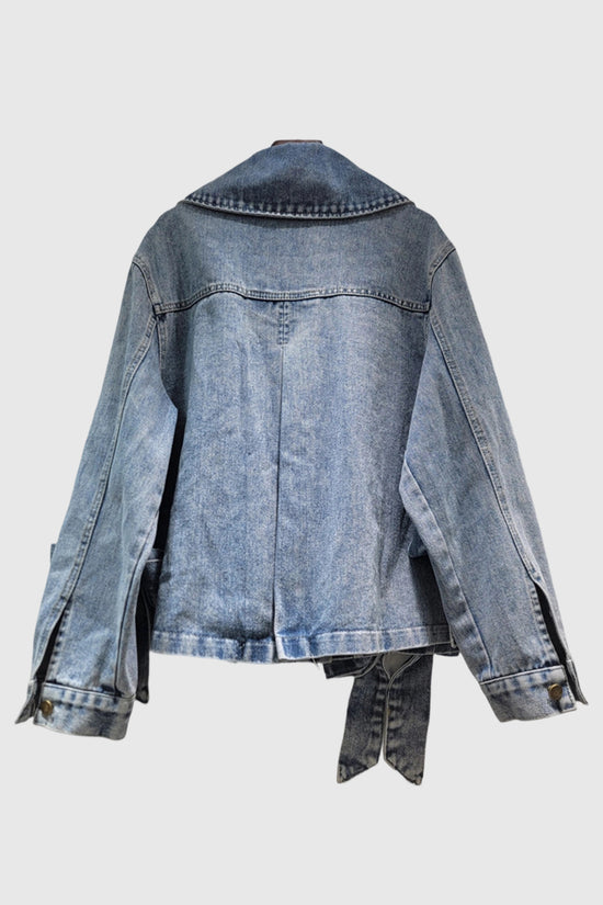 Trendy Bow Accented Denim Jacket