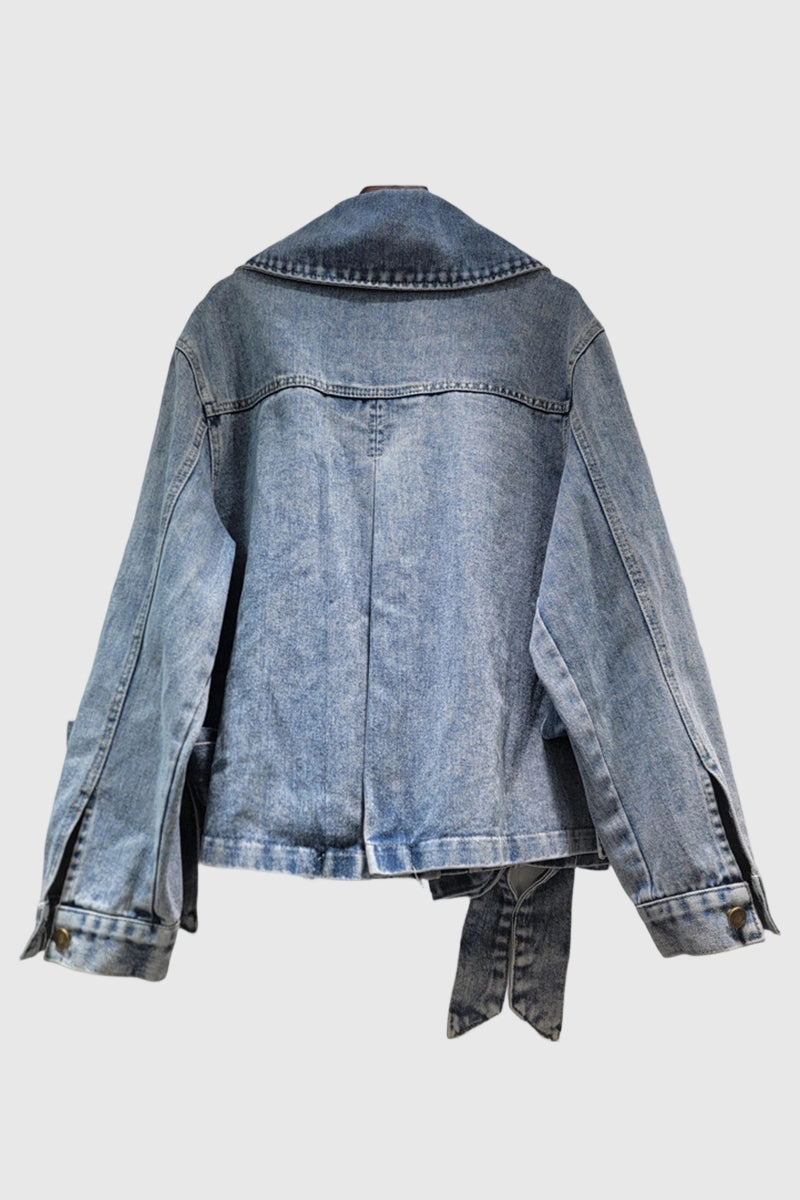 Trendy Bow Accented Denim Jacket