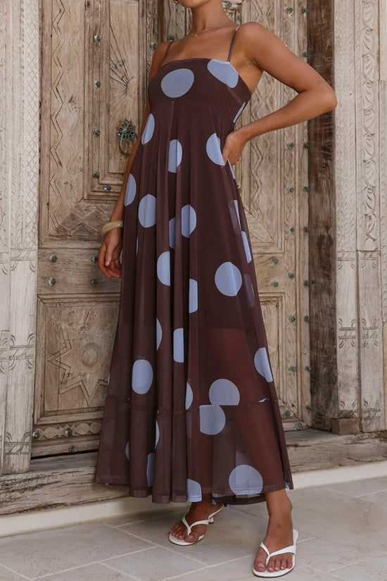 Polka Dot Sleeveless Maxi Dress