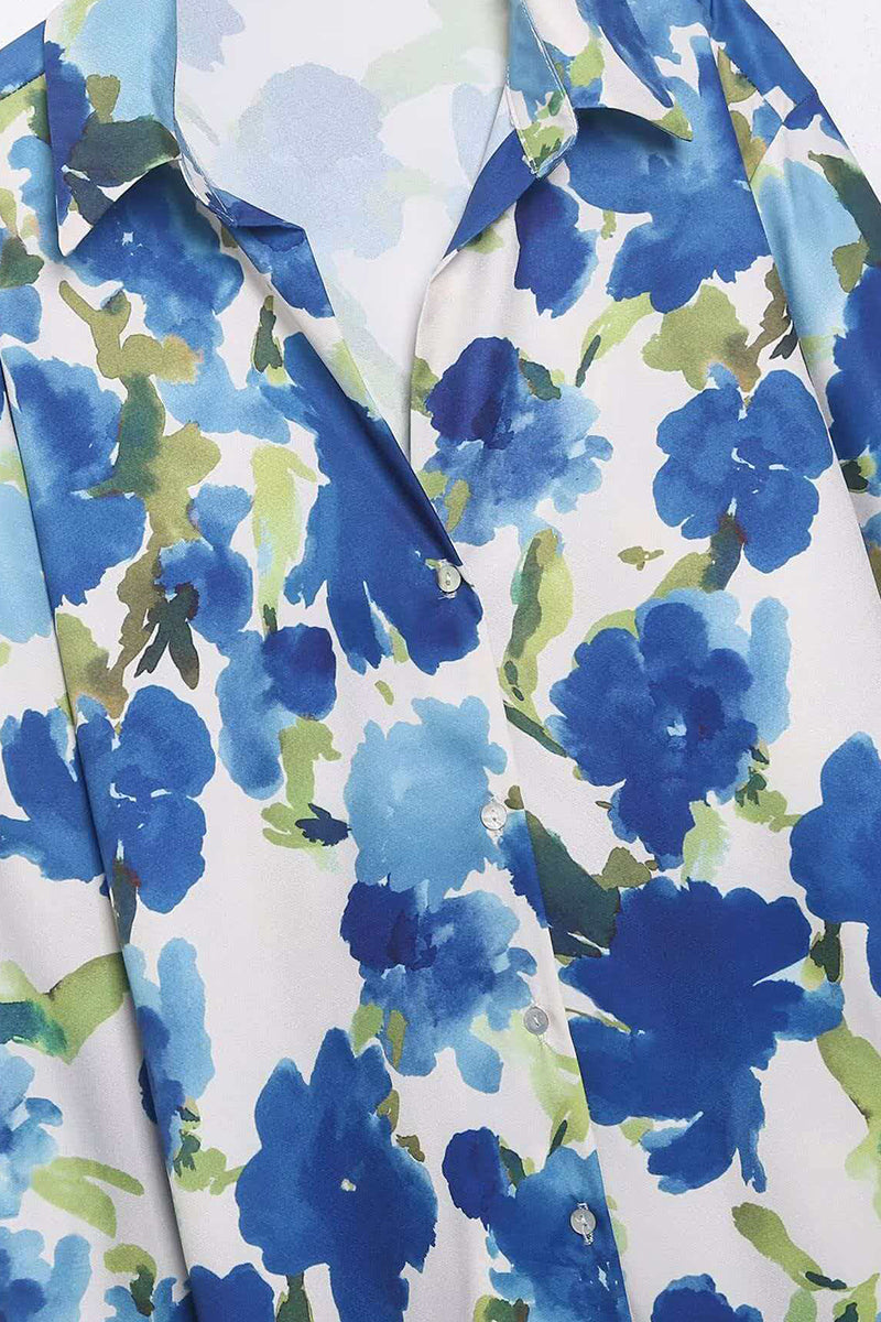 Floral Long Sleeve Button-Up Blouse