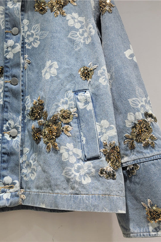 Floral Embellished Denim Jacket