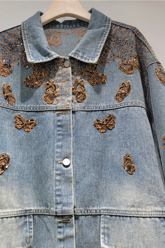 Butterfly Motif Denim Jacket
