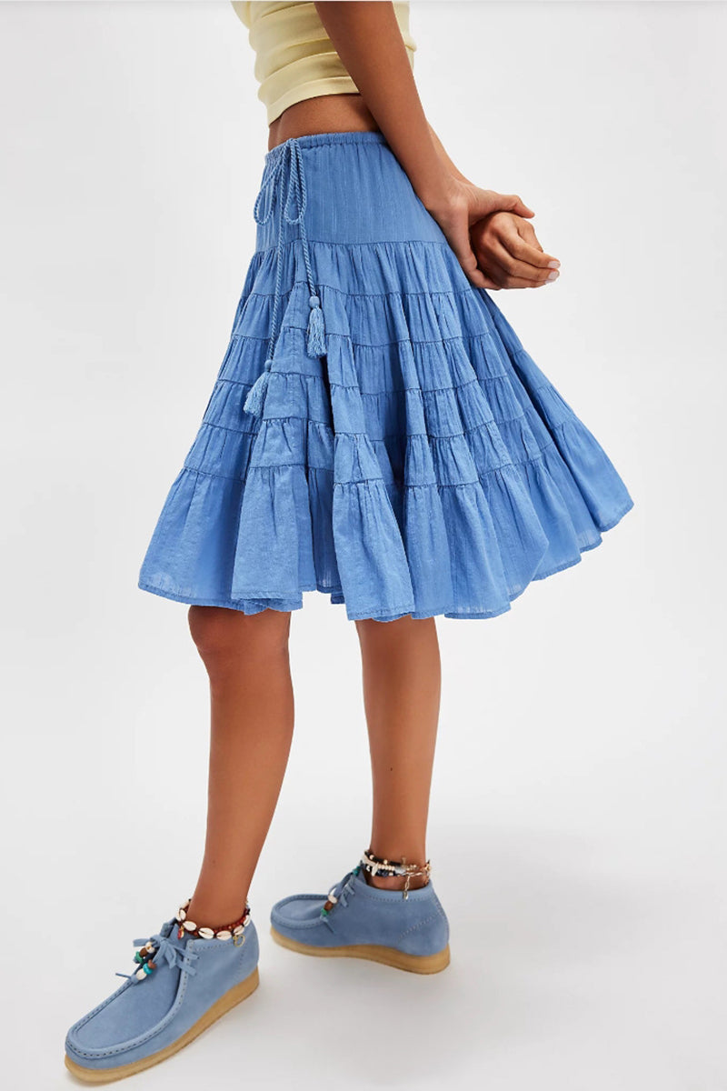 Ruffled Layered Midi Skirt
