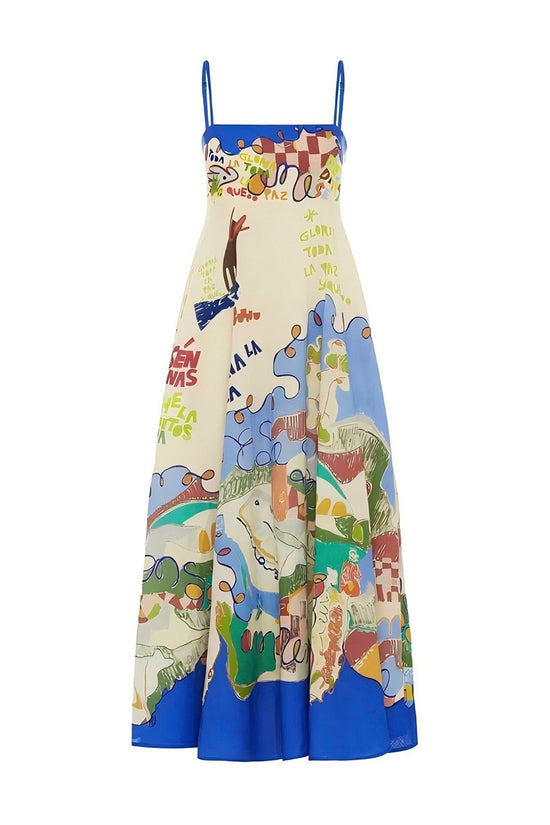 Graphic Print Sleeveless Maxi Dress