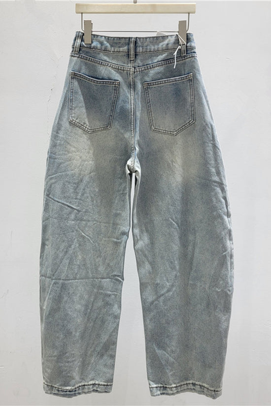 Distressed Heart and Star Barrel Jeans