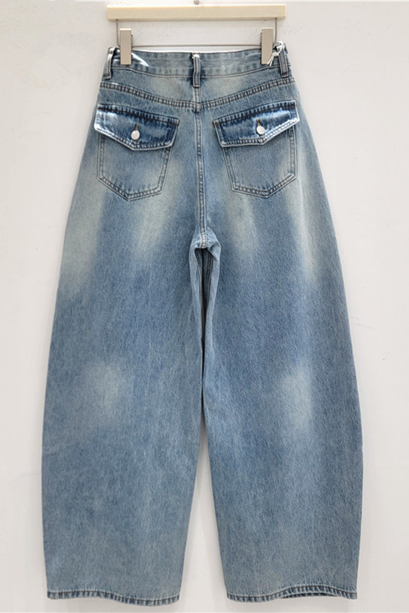 Floral Embellished Barrel Jeans