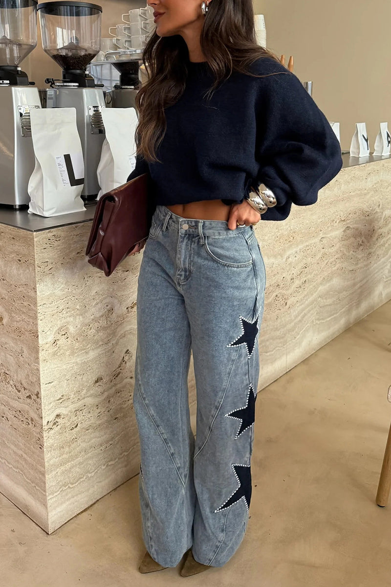 Star-Embellished Straight Jeans