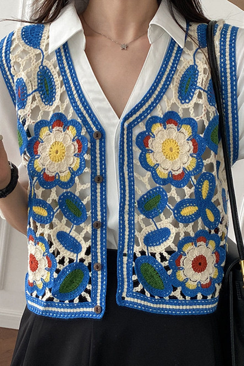 Floral Crochet Sweater Vest