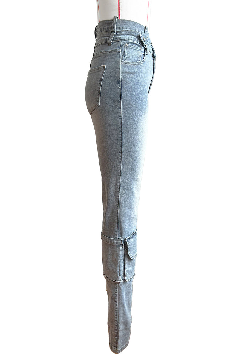 High-Waist Skinny Cargo Jeans
