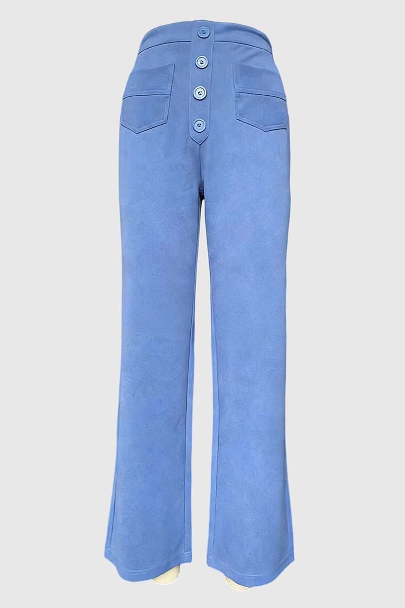 High-Waisted Button Casual Pants
