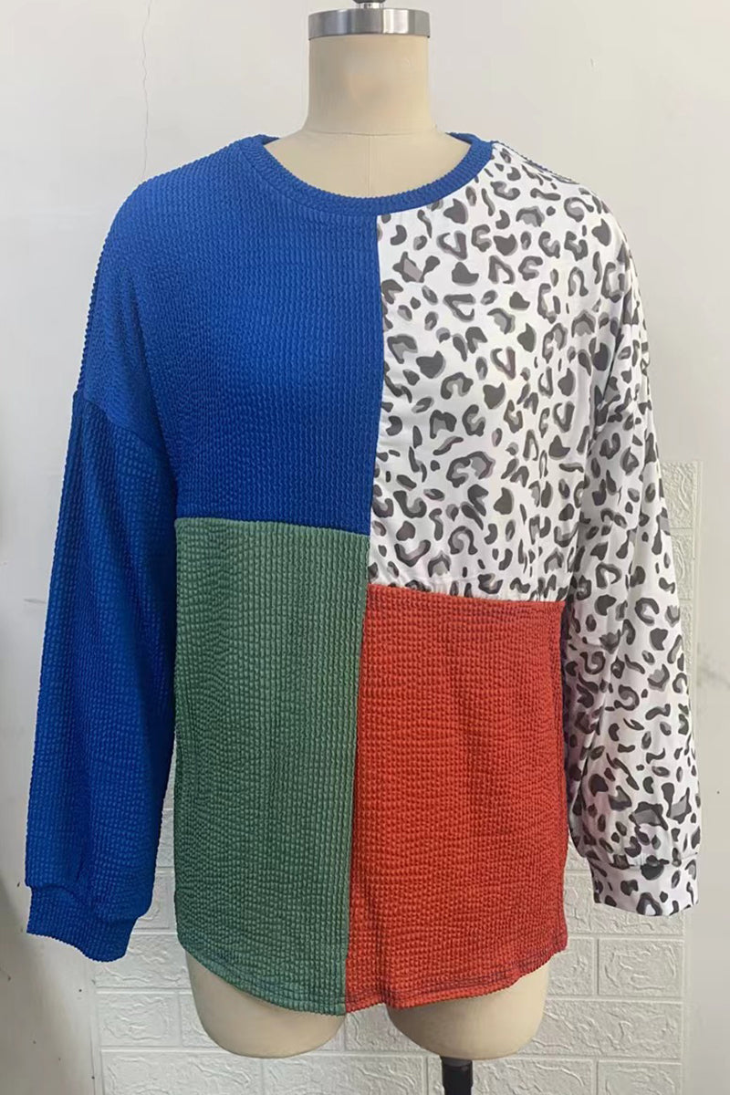 Patchwork Leopard Long Sleeve Top