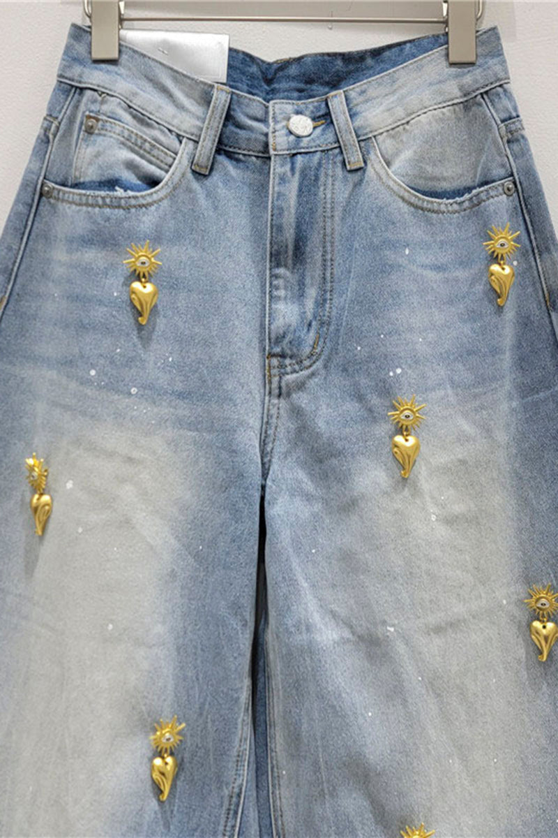 Embellished Barrel Jeans