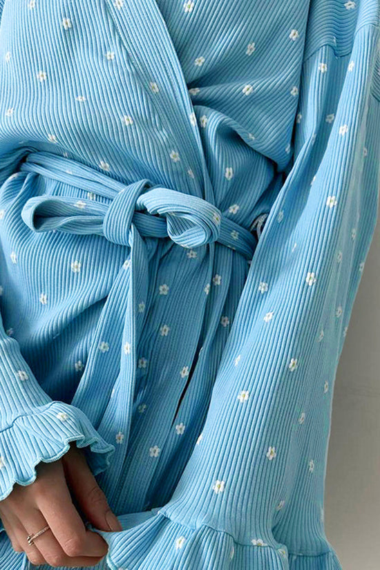 Heart-Patterned Long Sleeve Loungewear Robe