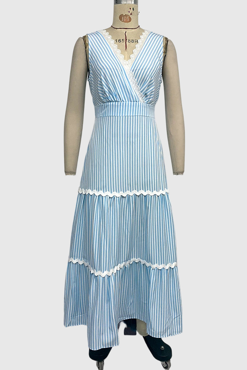 Striped Sleeveless Casual Maxi Dress