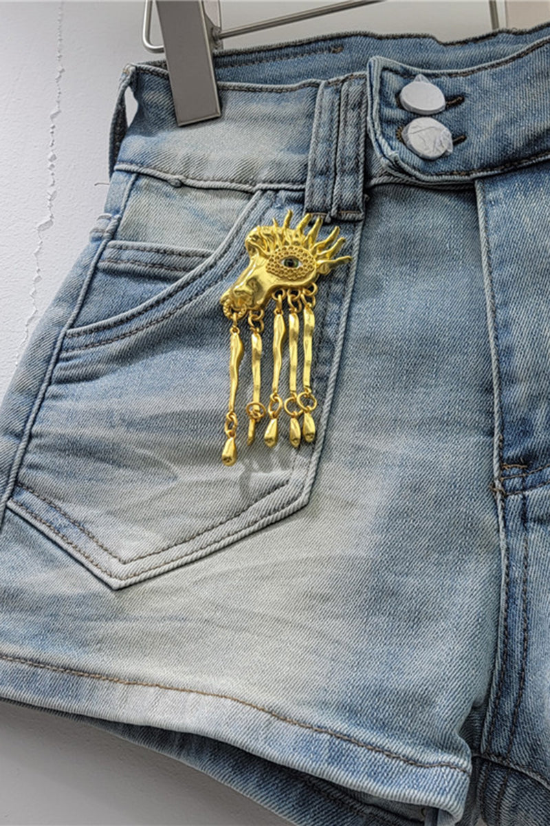 Embellished Low Waist Denim Shorts