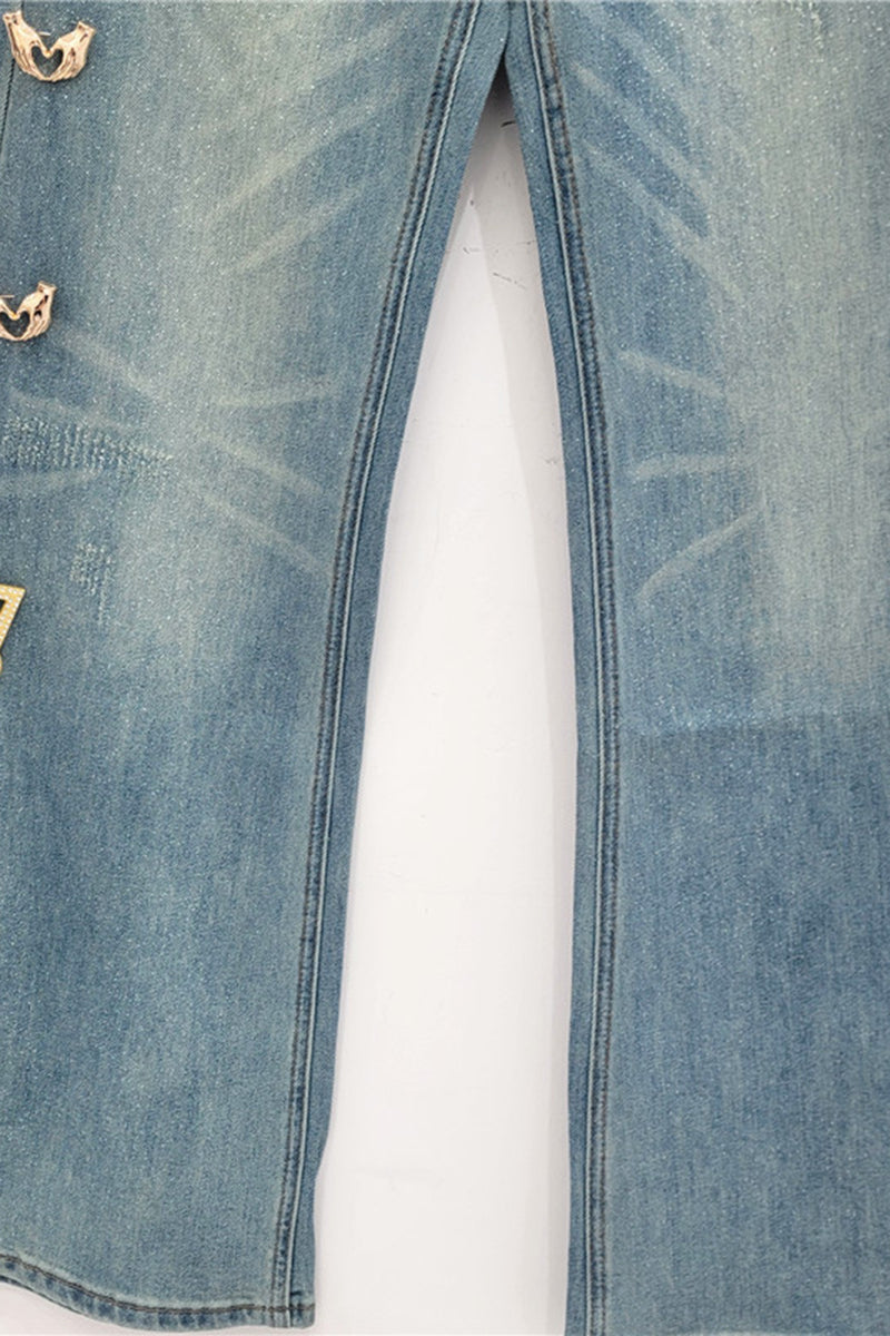 Embellished Straight Jeans with Charms