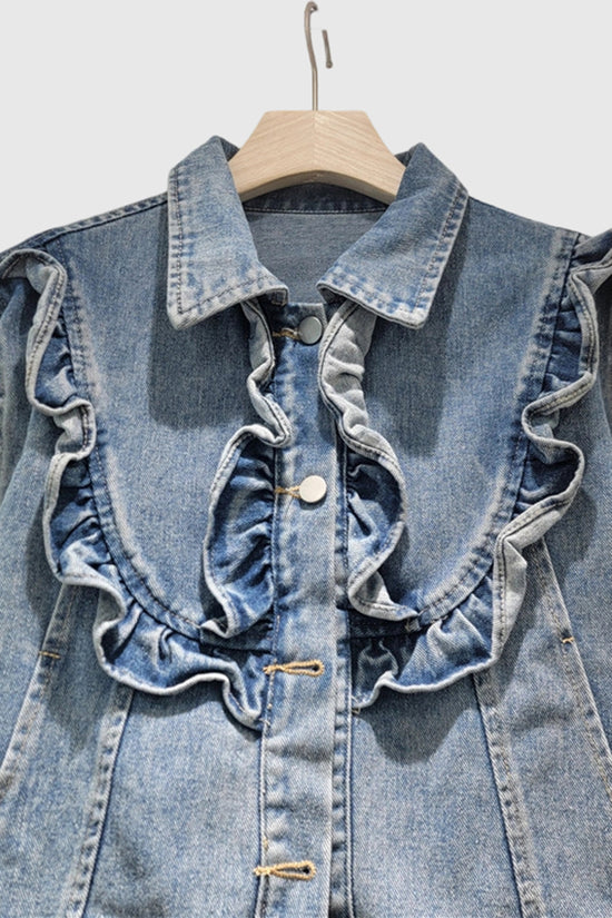 Ruffled Detail Denim Jacket