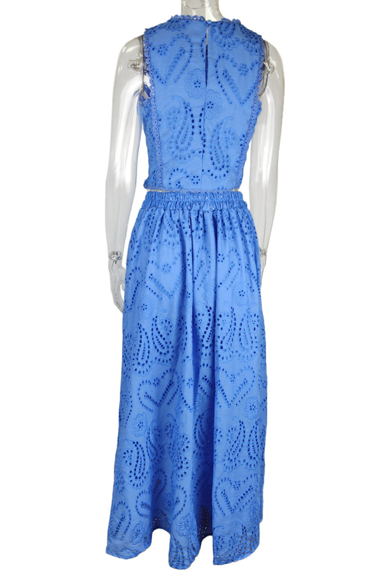 Elegant Patterned Two-Piece Skirt Set