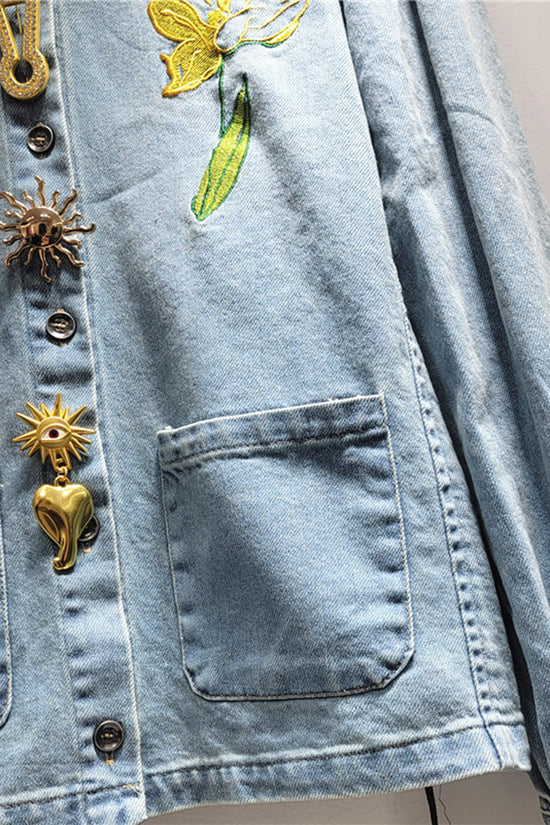 Denim Jacket with Unique Accents