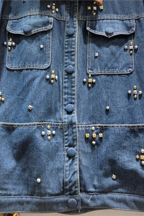 Embellished Button-Up Denim Jacket