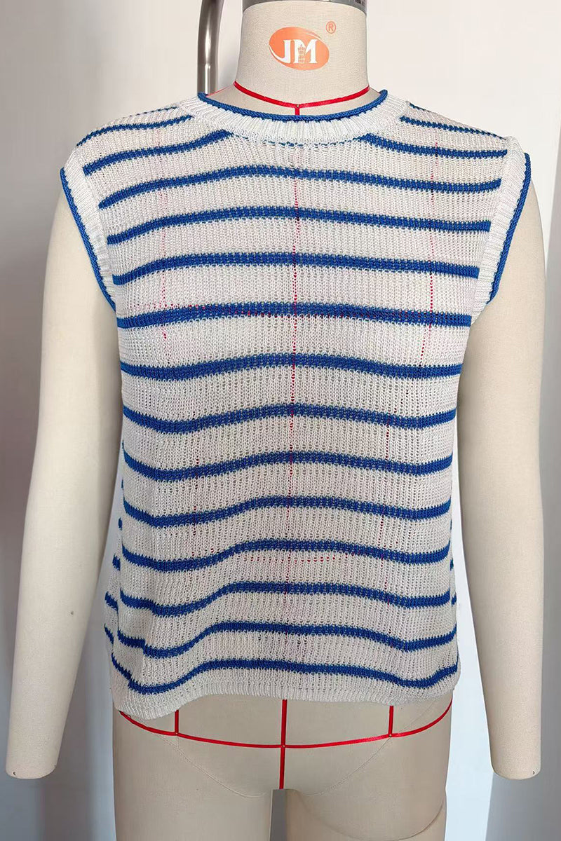 Striped Sleeveless Sweater Vest