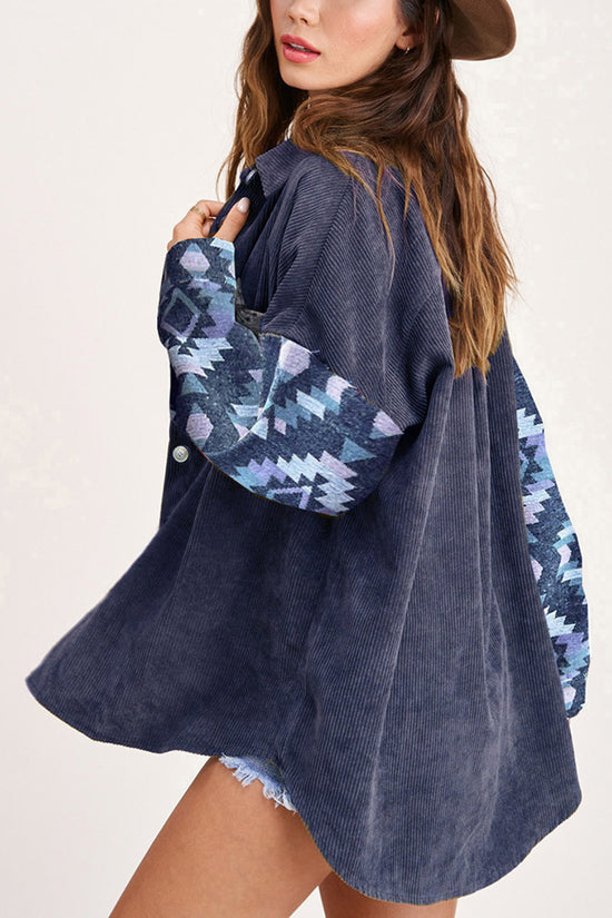 Geometric Pattern Button-Up Jacket