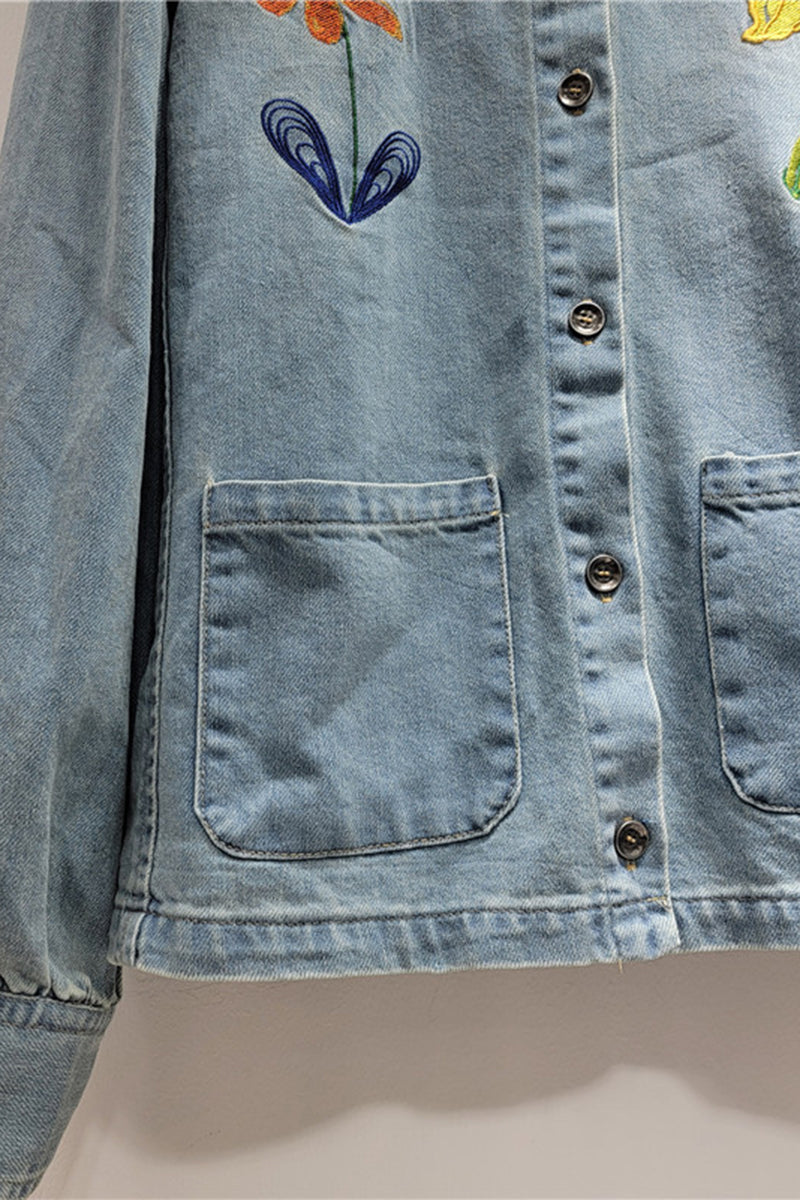 Floral  Denim Jacket